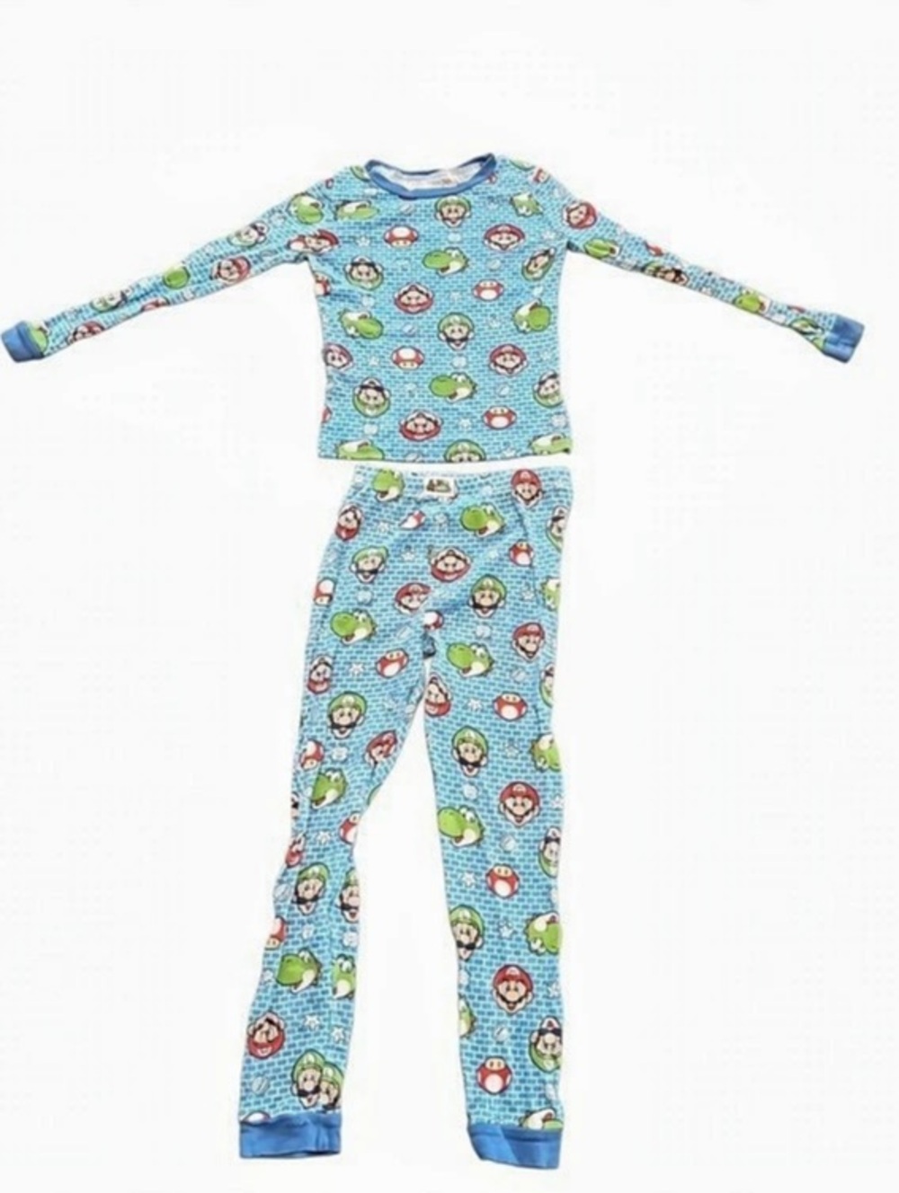 Super Mario Boys Size 10 Cotton Pajama Set Mario Luigi Yoshi Nintendo